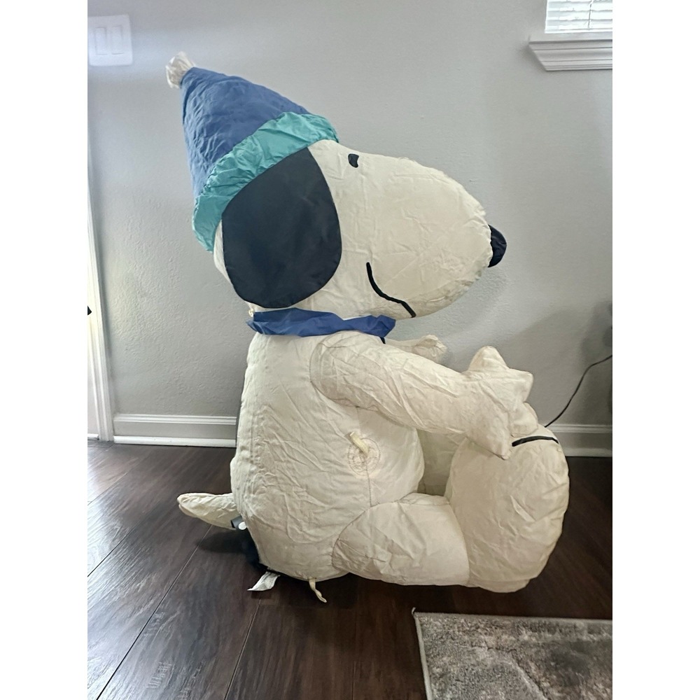 Rare Gemmy 3 Ft Snoopy Peanuts Airblown Inflatable W/ Blue Scarf & Hat Christmas - Picture 8 of 16